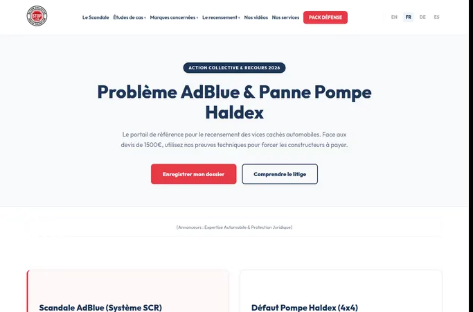 Preview of the home page of adblue-haldex.com