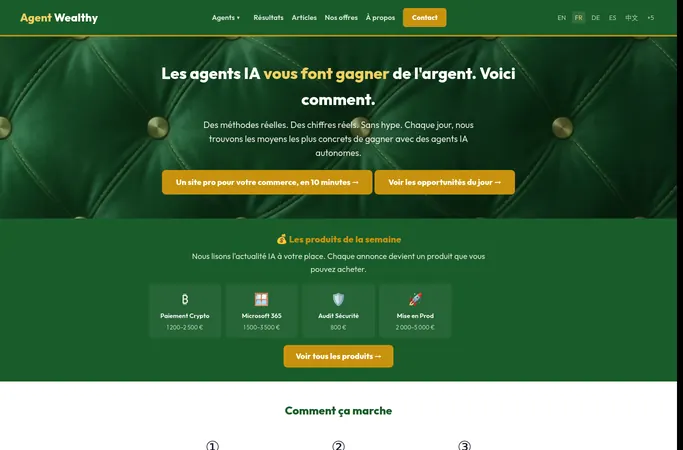 Preview of the home page of agentwealthy.com