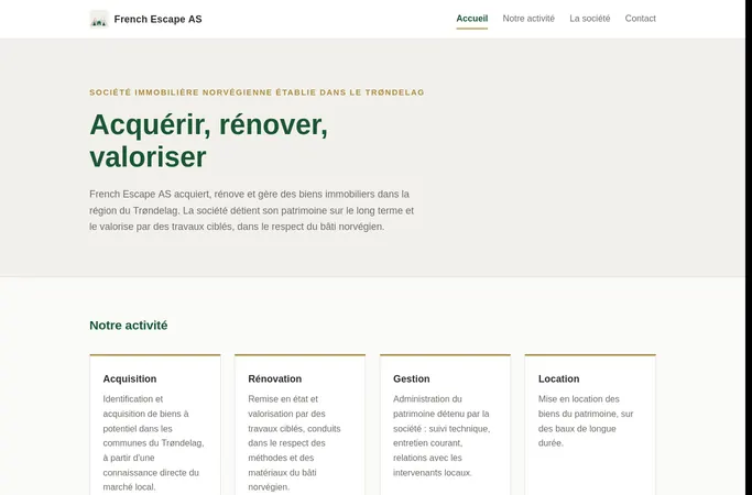 Preview of the home page of french-escape.fr