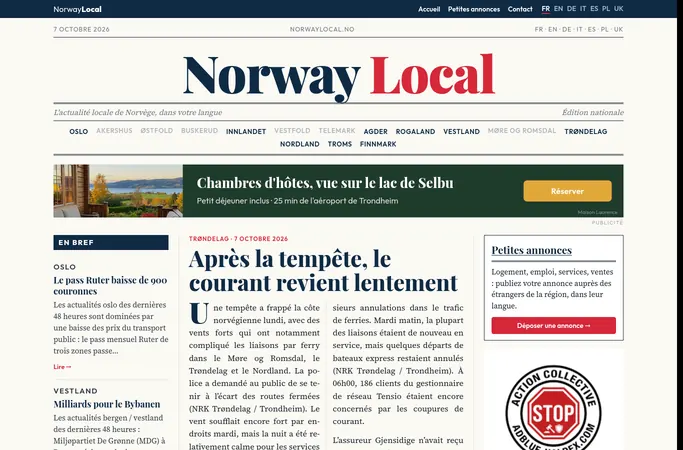 Aperçu de la page d'accueil du site norwaylocal.no