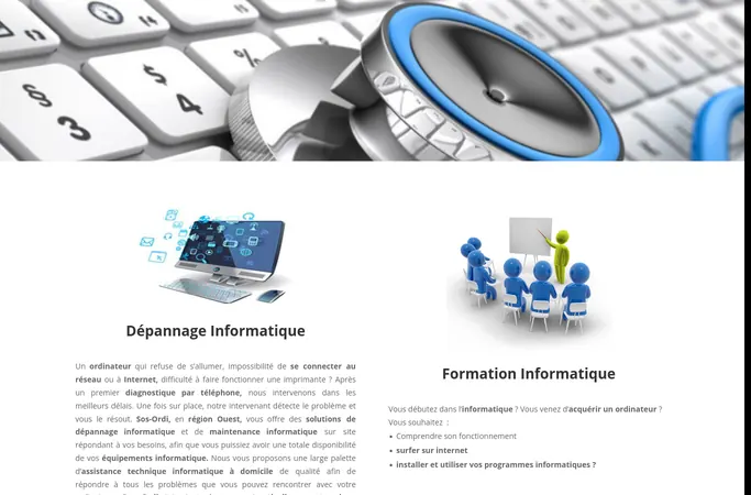 Preview of the home page of sos-ordi.fr