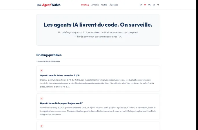 Preview of the home page of theagentwatch.com